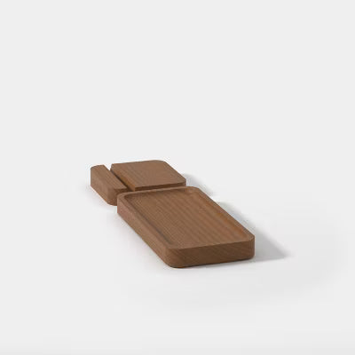 Support de téléphone en bois avec bac de rangement de bureau intégré